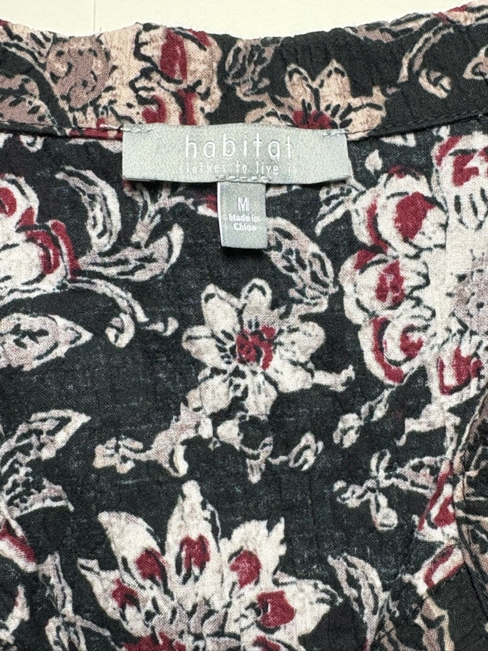 Habitat Floral Block Print Flounce Jacket M Black Crinkle Cotton Style 48745 - Picture 10 of 12